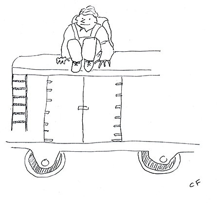 Cartoon - On the boxcar