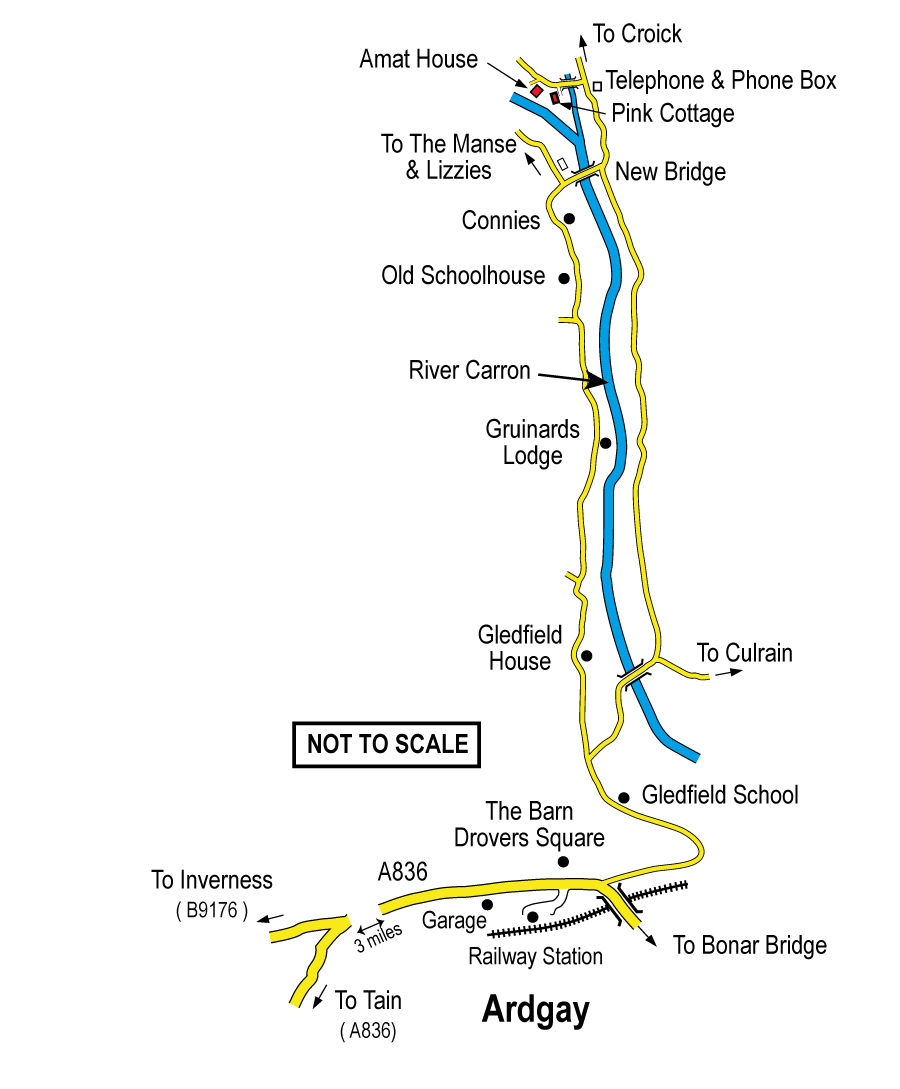 map of route from Ardgay to Amat